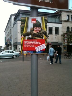 Plakatierung &quot;Für Kitas gegen Betreuungsgeld&quot; 2012